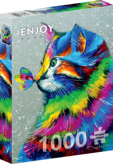 Enjoy Puzzle - Bright Cat and Butterfly - 1000 Stukjes 2