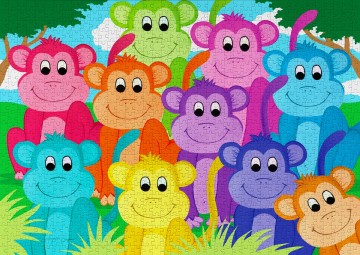 Enjoy Puzzle - Rainbow Monkeys - 1000 Stukjes 3