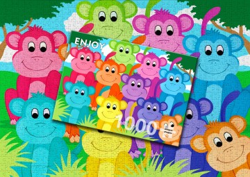 Enjoy Puzzle - Rainbow Monkeys - 1000 Stukjes 6