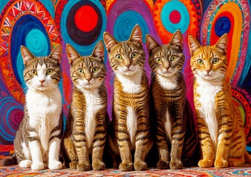 Enjoy Puzzle - Five Cats - 1000 Stukjes