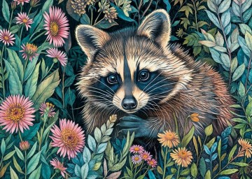 CherryPazzi - Raccoon in Flowers - 1000 Stukjes