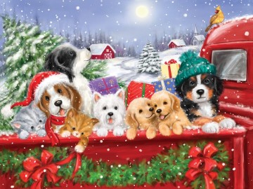 Bits and Pieces - Christmas Puppies on a Truck - 1000 Stukjes