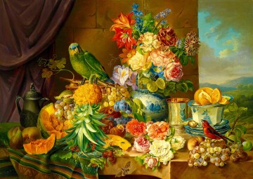 Enjoy Puzzle - Still Life with Fruit Flowers and a Parrot - 1000 Stukjes