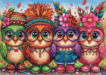Delfy Puzzle - Four Funky Chicks - 1000 Stukjes