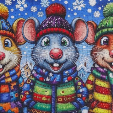 Delfy Puzzle - Mice in Mittens - 1000 Stukjes 3