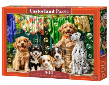 Castorland - Puppies, Laundry and Bird Antics - 500 Stukjes 2