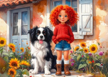 Delfy Puzzle - Red Curls and Paws - 1000 Stukjes