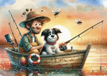 Delfy Puzzle - Sunset Fishing Friends - 1000 Stukjes