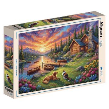 Alipson Puzzle - Sunset over the Lake - 500 Stukjes 2