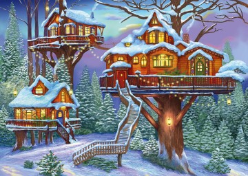 Alipson Puzzle - Winter Treehouse - 500 Stukjes